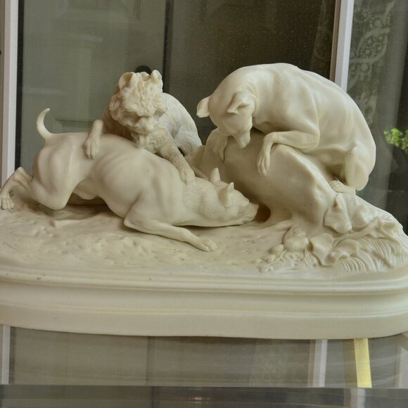 Cast Resin Replica Of 19th Century Chasse Au Lapin / The Rabbit Hunt - Picture 1 of 10